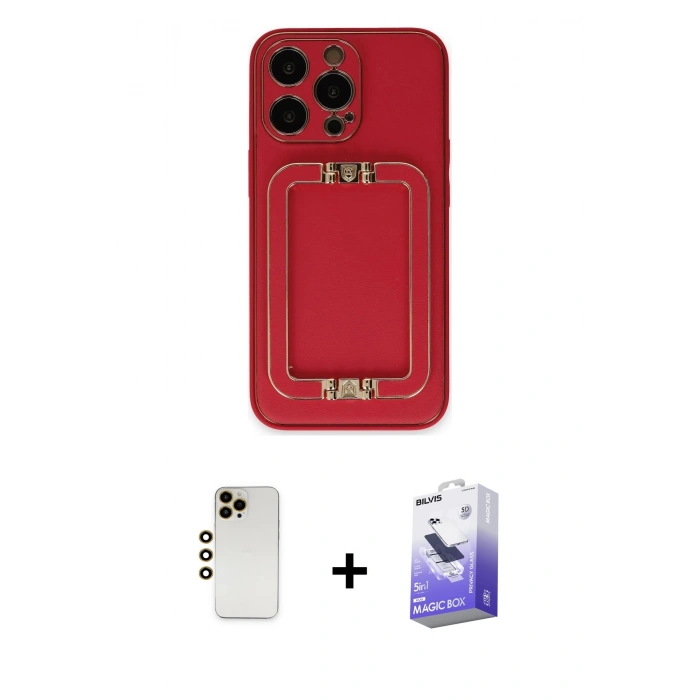 MARSİLYAN™- iPhone 13 Pro Max Kılıf Kozmos Minimal Prime - Siyah Bilvis 5in1 5D Magic Hayalet Cam Ekran Koruyucu + Shine Kamera Lens - GD