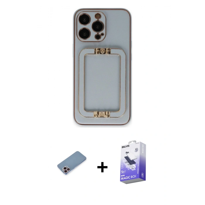 MARSİLYAN™- iPhone 13 Pro Max Kılıf Kozmos Minimal Prime - Siyah Bilvis 5in1 5D Magic Hayalet Cam Ekran Koruyucu + Shine Kamera Lens Koruma Cam - PE
