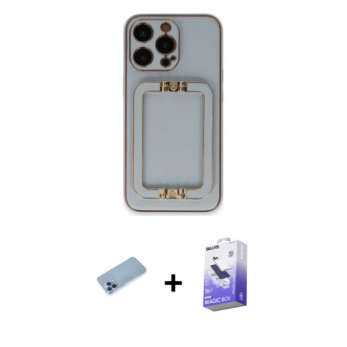 MARSİLYAN™- iPhone 13 Pro Max Kılıf Kozmos Minimal Prime - Siyah Bilvis 5in1 5D Magic Hayalet Cam Ekran Koruyucu + Shine Kamera Lens Koruma Cam - MI