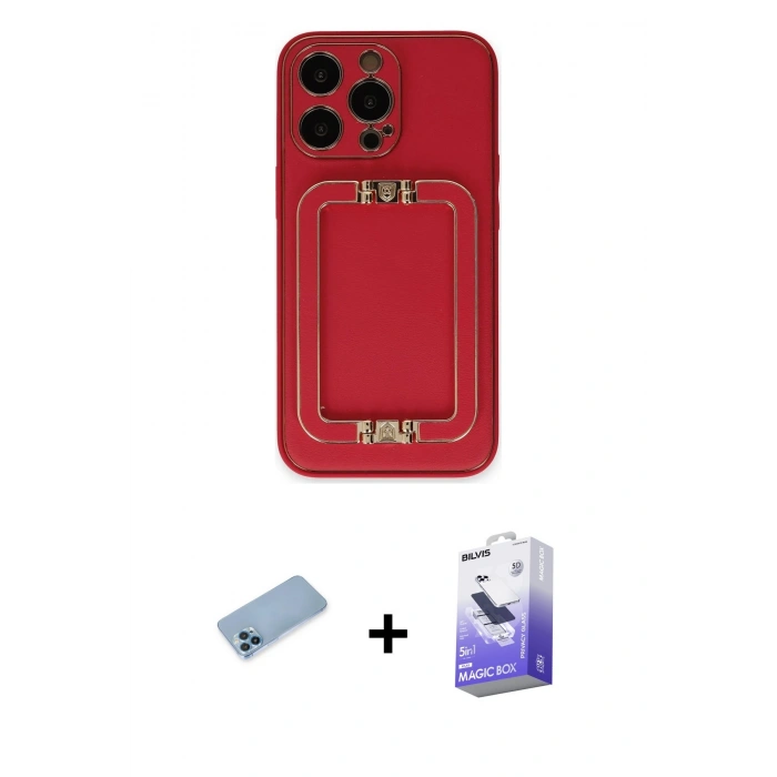 MARSİLYAN™- iPhone 13 Pro Max Kılıf Kozmos Minimal Prime - Siyah Bilvis 5in1 5D Magic Hayalet Cam Ekran Koruyucu + Shine Kamera Lens Koruma Cam - MI