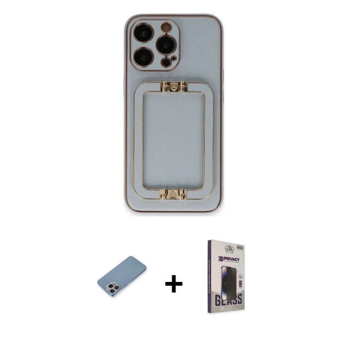MARSİLYAN™- iPhone 13 Pro Max Kılıf Kozmos Minimal Prime - Siyah Bilvis Hayalet Cam Ekran Koruyucu + Shine Kamera Lens Koruma Cam - GI