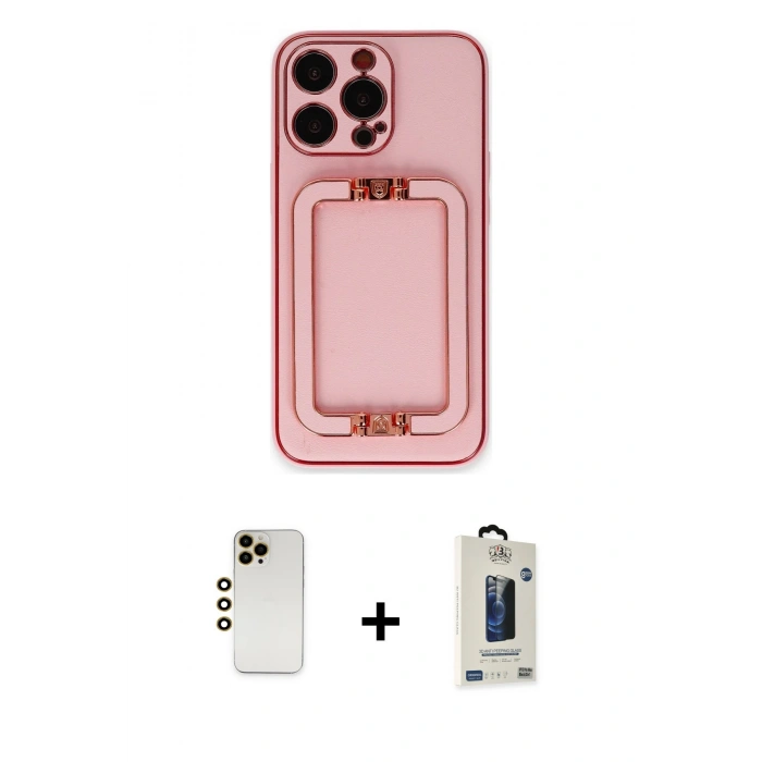 MARSİLYAN™- iPhone 13 Pro Max Kılıf Kozmos Minimal Prime - Siyah Bilvis Hayalet Cam Ekran Koruyucu + Shine Kamera Lens - GD