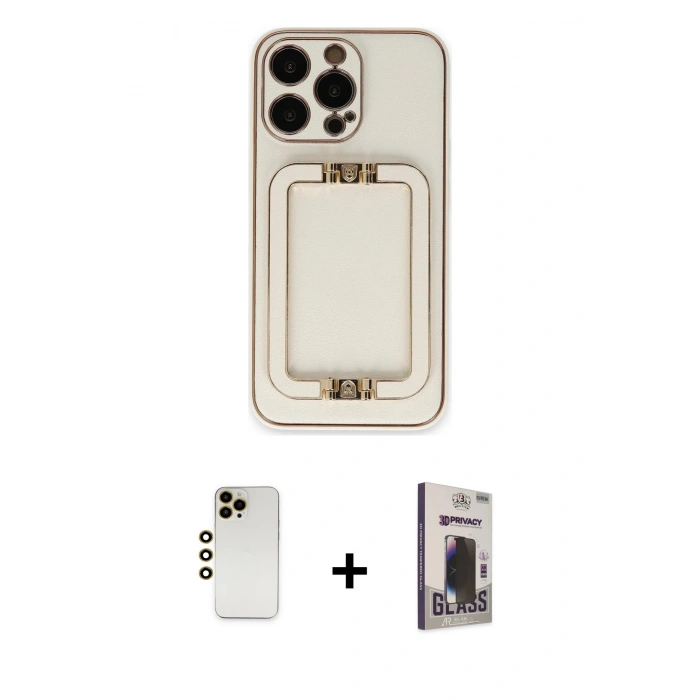 MARSİLYAN™- iPhone 13 Pro Max Kılıf Kozmos Minimal Prime - Siyah Bilvis Hayalet Cam Ekran Koruyucu + Shine Kamera Lens - GD