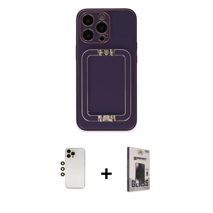 MARSİLYAN™- iPhone 13 Pro Max Kılıf Kozmos Minimal Prime - Siyah Bilvis Hayalet Cam Ekran Koruyucu + Shine Kamera Lens - GD