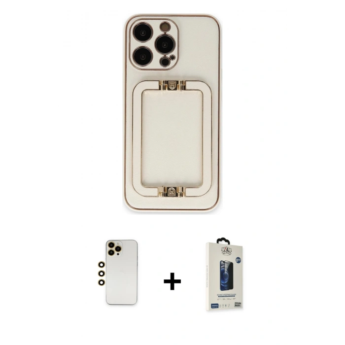 MARSİLYAN™- iPhone 13 Pro Max Kılıf Kozmos Minimal Prime - Siyah Bilvis Hayalet Cam Ekran Koruyucu + Shine Kamera Lens - GD