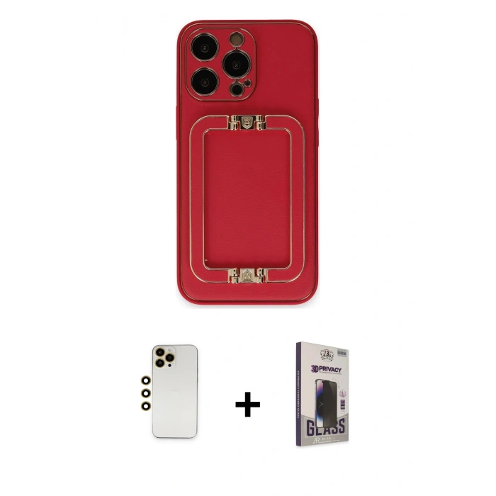 MARSİLYAN™- iPhone 13 Pro Max Kılıf Kozmos Minimal Prime - Siyah Bilvis Hayalet Cam Ekran Koruyucu + Shine Kamera Lens - GD