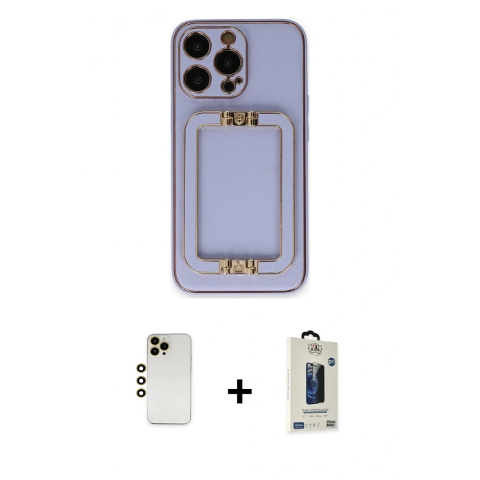 MARSİLYAN™- iPhone 13 Pro Max Kılıf Kozmos Minimal Prime - Siyah Bilvis Hayalet Cam Ekran Koruyucu + Shine Kamera Lens - GD