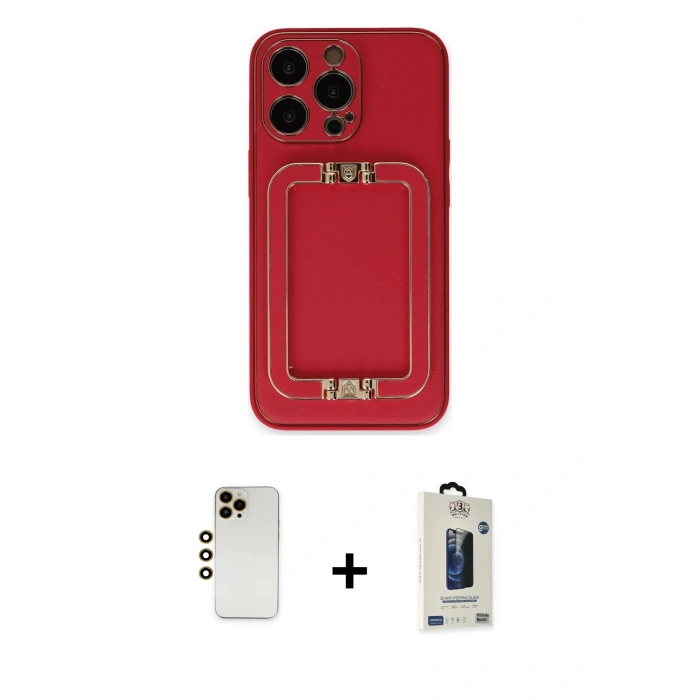 MARSİLYAN™- iPhone 13 Pro Max Kılıf Kozmos Minimal Prime - Siyah Bilvis Hayalet Cam Ekran Koruyucu + Shine Kamera Lens - GD