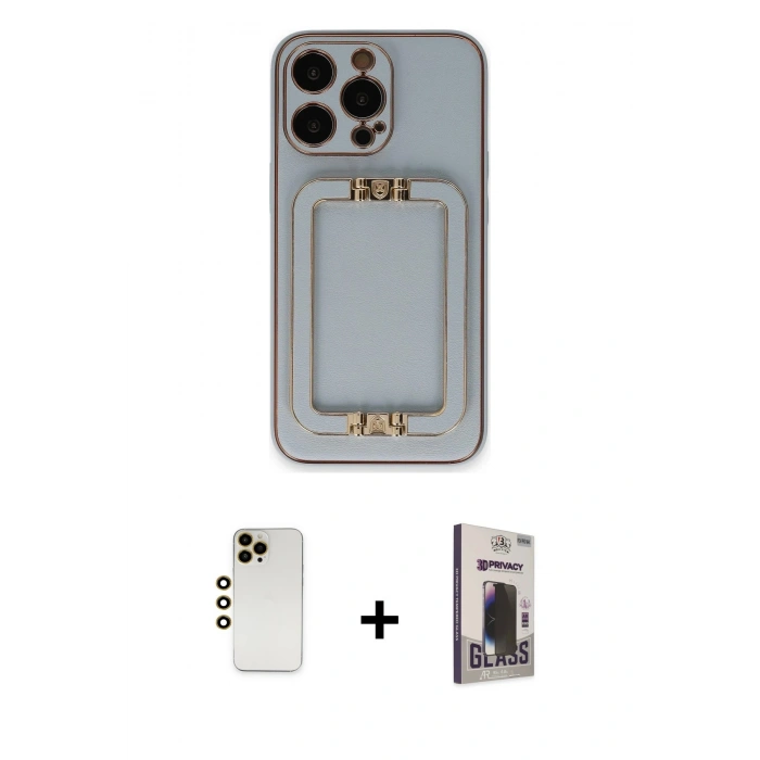 MARSİLYAN™- iPhone 13 Pro Max Kılıf Kozmos Minimal Prime - Siyah Bilvis Hayalet Cam Ekran Koruyucu + Shine Kamera Lens - GD