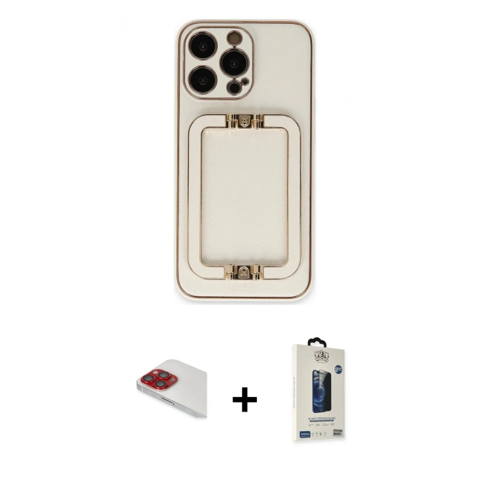 MARSİLYAN™- iPhone 13 Pro Max Kılıf Kozmos Minimal Prime - Siyah Bilvis Hayalet Cam Ekran Koruyucu + Pers Alüminyum Kamera Lens - KI