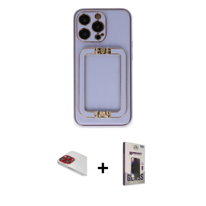MARSİLYAN™- iPhone 13 Pro Max Kılıf Kozmos Minimal Prime - Siyah Bilvis Hayalet Cam Ekran Koruyucu + Pers Alüminyum Kamera Lens - KI