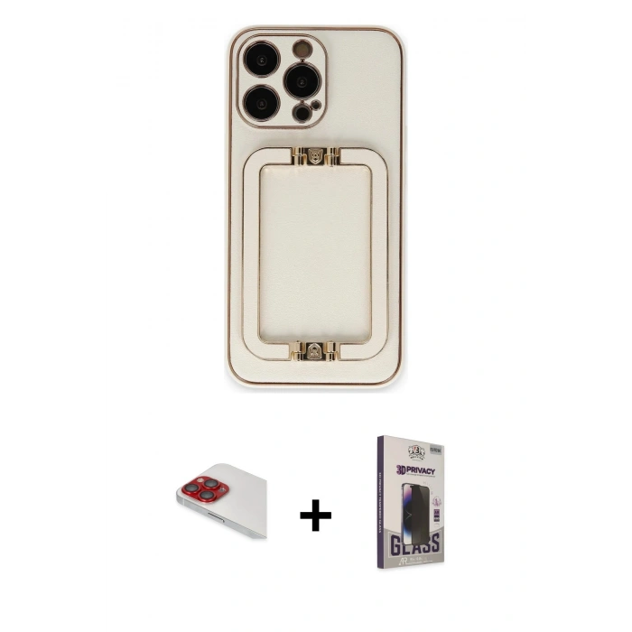 MARSİLYAN™- iPhone 13 Pro Max Kılıf Kozmos Minimal Prime - Siyah Bilvis Hayalet Cam Ekran Koruyucu + Pers Alüminyum Kamera Lens - KI