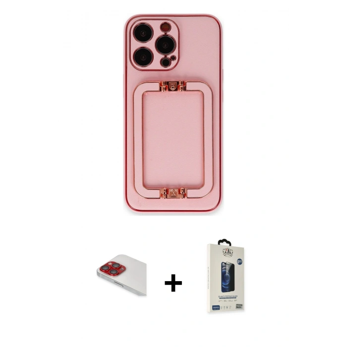 MARSİLYAN™- iPhone 13 Pro Max Kılıf Kozmos Minimal Prime - Siyah Bilvis Hayalet Cam Ekran Koruyucu + Pers Alüminyum Kamera Lens - KI