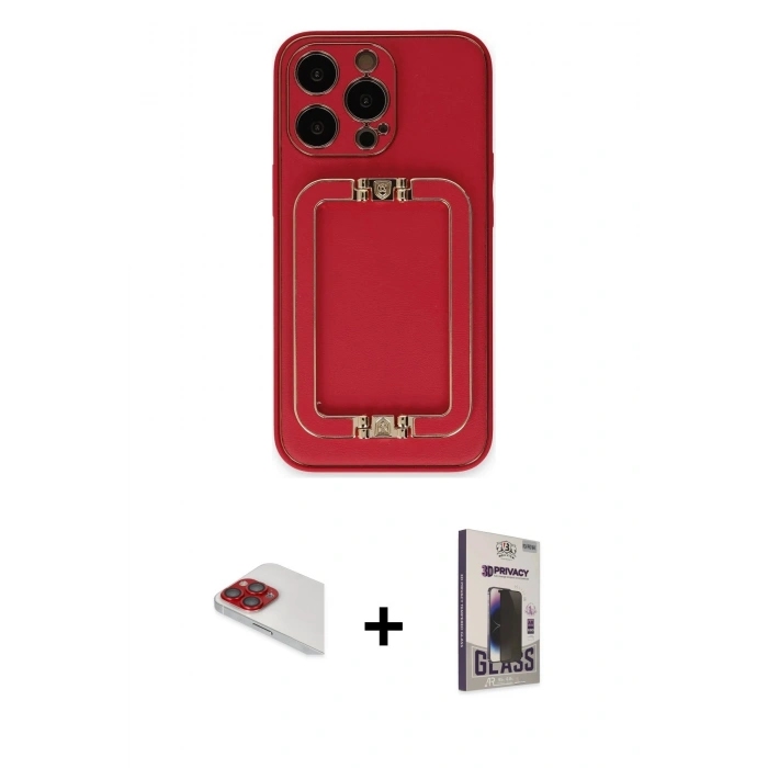 MARSİLYAN™- iPhone 13 Pro Max Kılıf Kozmos Minimal Prime - Siyah Bilvis Hayalet Cam Ekran Koruyucu + Pers Alüminyum Kamera Lens - KI