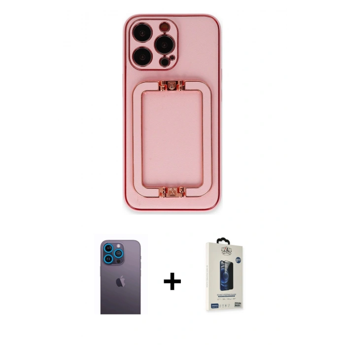 MARSİLYAN™- iPhone 13 Pro Max Kılıf Kozmos Minimal Prime - Siyah Bilvis Hayalet Cam Ekran Koruyucu + Neon Fosforlu Kamera Lens - MI