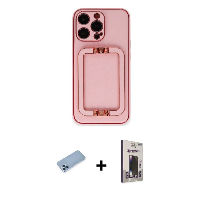 MARSİLYAN™- iPhone 13 Pro Max Kılıf Kozmos Minimal Prime - Siyah Bilvis Hayalet Cam Ekran Koruyucu + Shine Kamera Lens Koruma Cam - MI