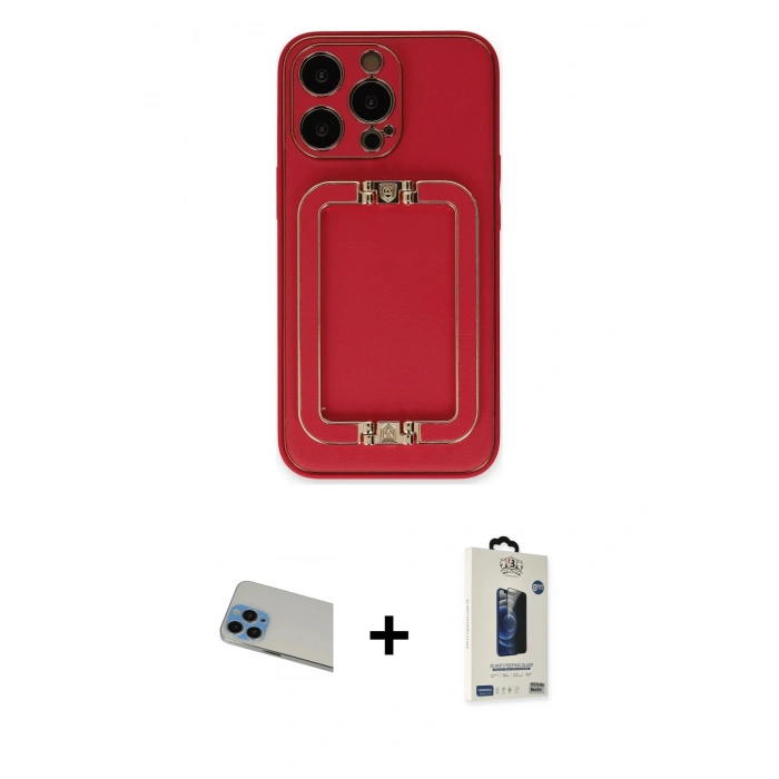 MARSİLYAN™- iPhone 13 Pro Max Kılıf Kozmos Minimal Prime - Siyah Bilvis Hayalet Cam Ekran Koruyucu + Rainbow Kamera Lens Koruma Cam - MI