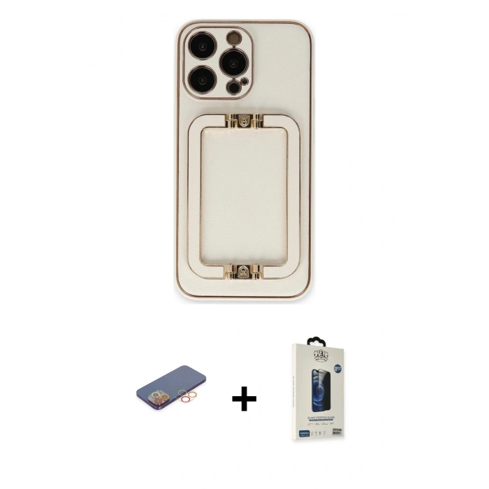 MARSİLYAN™- iPhone 13 Pro Max Kılıf Kozmos Minimal Prime - Siyah Bilvis Hayalet Cam Ekran Koruyucu + Renkli Kamera Lens Koruma Cam - TU