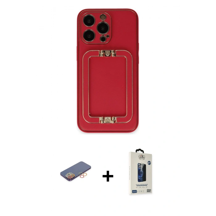 MARSİLYAN™- iPhone 13 Pro Max Kılıf Kozmos Minimal Prime - Siyah Bilvis Hayalet Cam Ekran Koruyucu + Renkli Kamera Lens Koruma Cam - TU