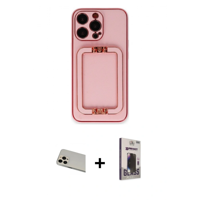 MARSİLYAN™- iPhone 13 Pro Max Kılıf Kozmos Minimal Prime - Siyah Bilvis Hayalet Cam Ekran Koruyucu + Rainbow Kamera Lens Koruma Cam - REGD