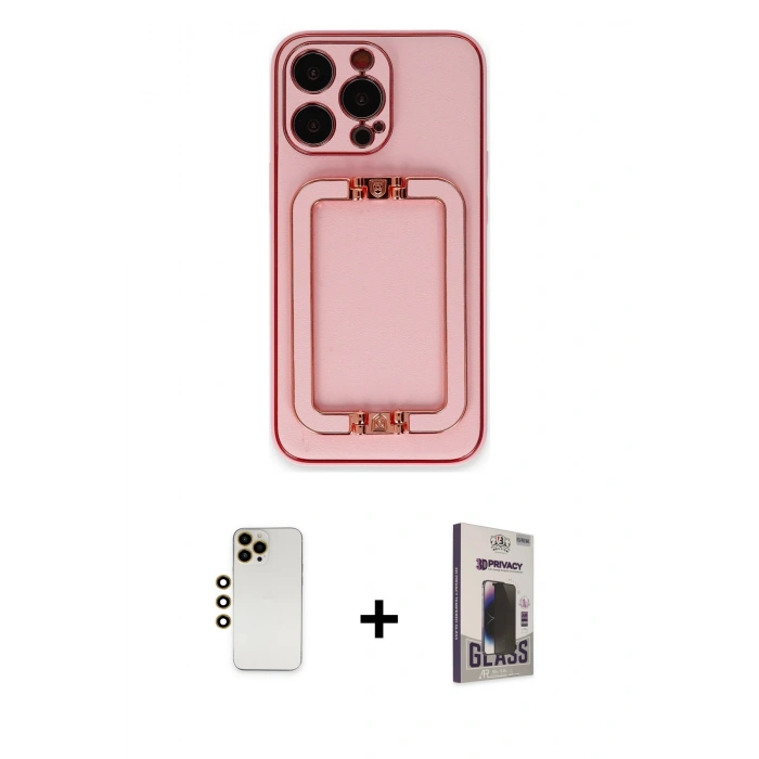 MARSİLYAN™- iPhone 13 Pro Max Kılıf Kozmos Minimal Prime - Siyah Bilvis Hayalet Cam Ekran Koruyucu + Shine Kamera Lens - GD
