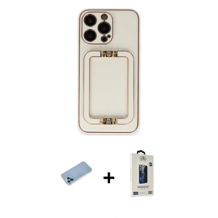MARSİLYAN™- iPhone 13 Pro Max Kılıf Kozmos Minimal Prime - Siyah Bilvis Hayalet Cam Ekran Koruyucu + Shine Kamera Lens Koruma Cam - MI