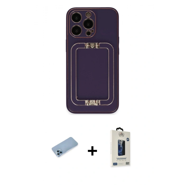 MARSİLYAN™- iPhone 13 Pro Max Kılıf Kozmos Minimal Prime - Siyah Bilvis Hayalet Cam Ekran Koruyucu + Shine Kamera Lens Koruma Cam - MI