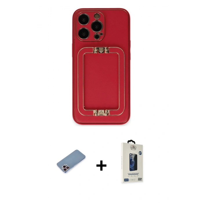MARSİLYAN™- iPhone 13 Pro Max Kılıf Kozmos Minimal Prime - Siyah Bilvis Hayalet Cam Ekran Koruyucu + Shine Kamera Lens Koruma Cam - PE