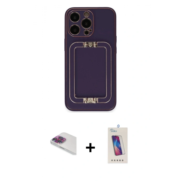 MARSİLYAN™- iPhone 13 Pro Max Kılıf Kozmos Minimal Prime - Siyah Joko 5D Cam + Pers Alüminyum Kamera Lens - GI