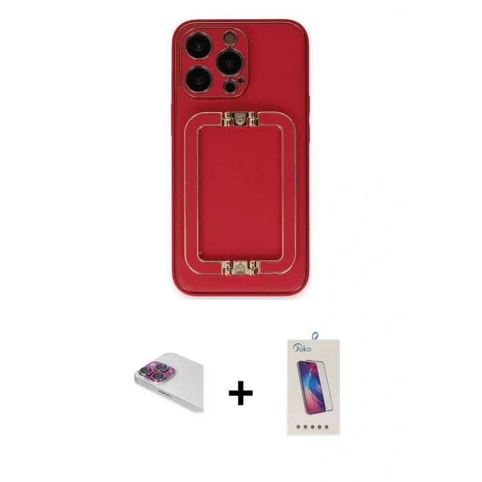 MARSİLYAN™- iPhone 13 Pro Max Kılıf Kozmos Minimal Prime - Siyah Joko 5D Cam + Pers Alüminyum Kamera Lens - GI