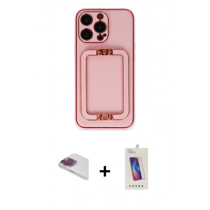 MARSİLYAN™- iPhone 13 Pro Max Kılıf Kozmos Minimal Prime - Siyah Joko 5D Cam + Pers Alüminyum Kamera Lens - GI