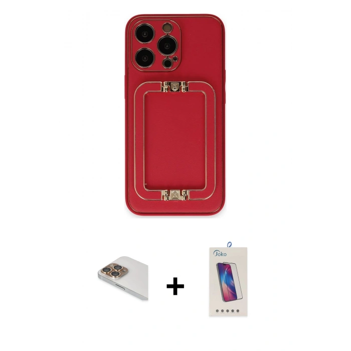 MARSİLYAN™- iPhone 13 Pro Max Kılıf Kozmos Minimal Prime - Siyah Joko 5D Cam + Pers Alüminyum Kamera Lens - GD