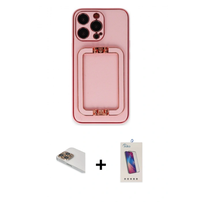 MARSİLYAN™- iPhone 13 Pro Max Kılıf Kozmos Minimal Prime - Siyah Joko 5D Cam + Pers Alüminyum Kamera Lens - GD