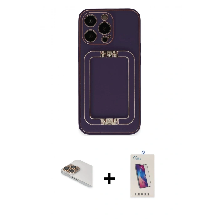MARSİLYAN™- iPhone 13 Pro Max Kılıf Kozmos Minimal Prime - Siyah Joko 5D Cam + Pers Alüminyum Kamera Lens - GD