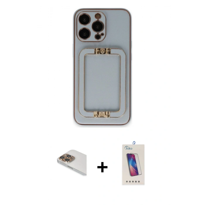 MARSİLYAN™- iPhone 13 Pro Max Kılıf Kozmos Minimal Prime - Siyah Joko 5D Cam + Pers Alüminyum Kamera Lens - GD