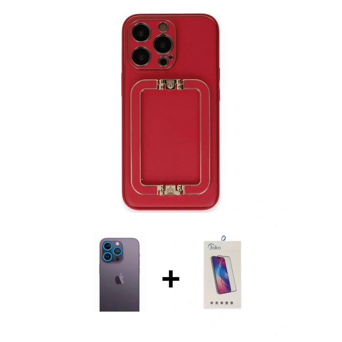 MARSİLYAN™- iPhone 13 Pro Max Kılıf Kozmos Minimal Prime - Siyah Joko 5D Cam + Neon Fosforlu Kamera Lens - MI