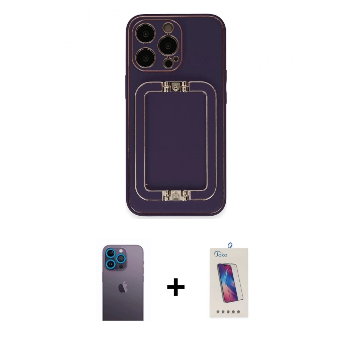 MARSİLYAN™- iPhone 13 Pro Max Kılıf Kozmos Minimal Prime - Siyah Joko 5D Cam + Neon Fosforlu Kamera Lens - MI
