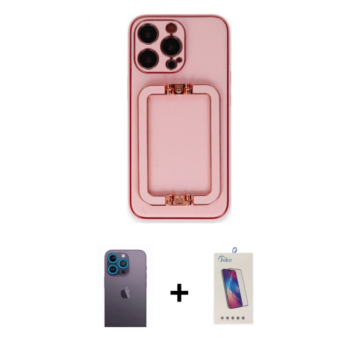 MARSİLYAN™- iPhone 13 Pro Max Kılıf Kozmos Minimal Prime - Siyah Joko 5D Cam + Neon Fosforlu Kamera Lens - MI