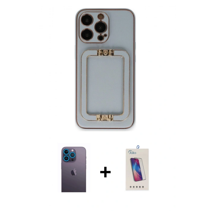 MARSİLYAN™- iPhone 13 Pro Max Kılıf Kozmos Minimal Prime - Siyah Joko 5D Cam + Neon Fosforlu Kamera Lens - MI