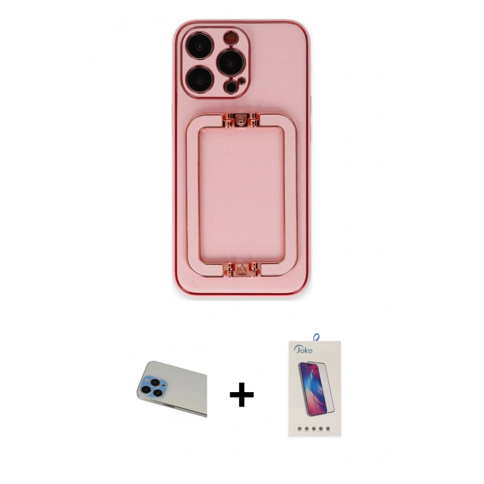 MARSİLYAN™- iPhone 13 Pro Max Kılıf Kozmos Minimal Prime - Siyah Joko 5D Cam + Rainbow Kamera Lens Koruma Cam - MI