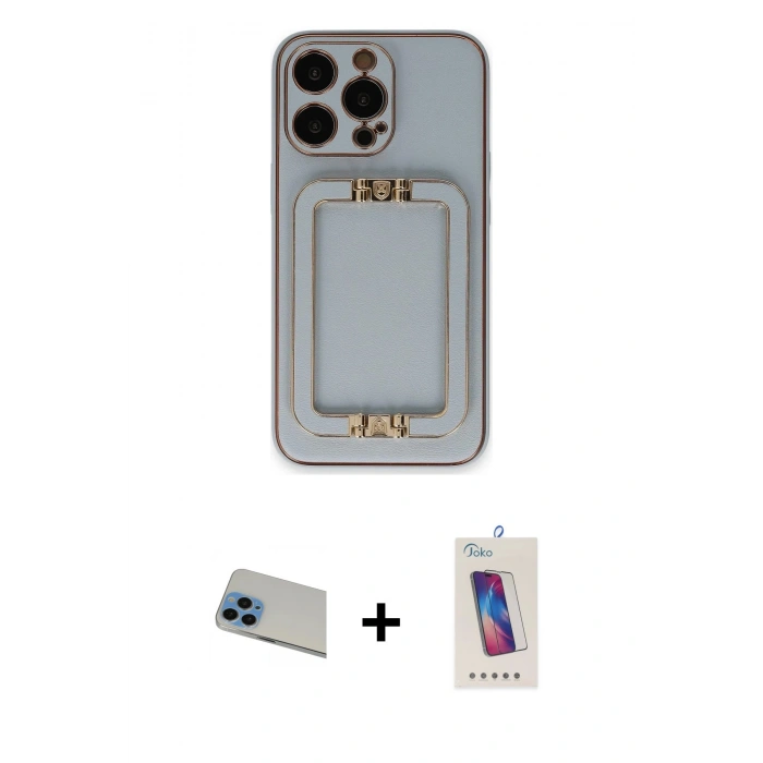 MARSİLYAN™- iPhone 13 Pro Max Kılıf Kozmos Minimal Prime - Siyah Joko 5D Cam + Rainbow Kamera Lens Koruma Cam - MI