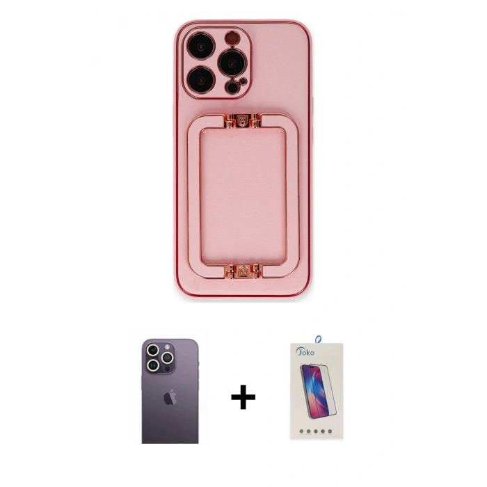 MARSİLYAN™- iPhone 13 Pro Max Kılıf Kozmos Minimal Prime - Siyah Joko 5D Cam + Neon Fosforlu Kamera Lens - BZ