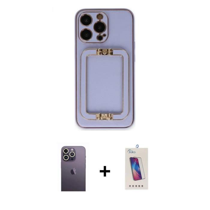 MARSİLYAN™- iPhone 13 Pro Max Kılıf Kozmos Minimal Prime - Siyah Joko 5D Cam + Neon Fosforlu Kamera Lens - BZ