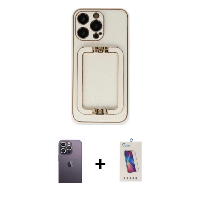 MARSİLYAN™- iPhone 13 Pro Max Kılıf Kozmos Minimal Prime - Siyah Joko 5D Cam + Neon Fosforlu Kamera Lens - BZ