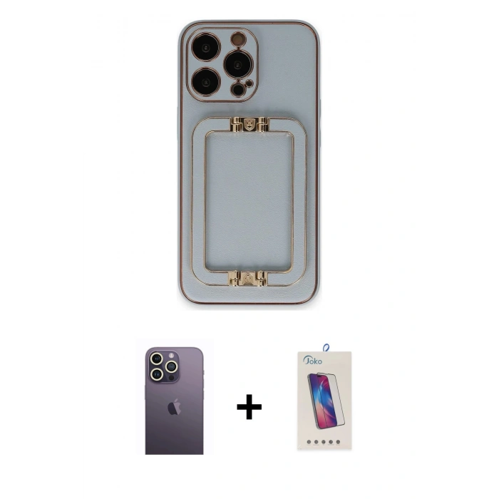 MARSİLYAN™- iPhone 13 Pro Max Kılıf Kozmos Minimal Prime - Siyah Joko 5D Cam + Neon Fosforlu Kamera Lens - BZ