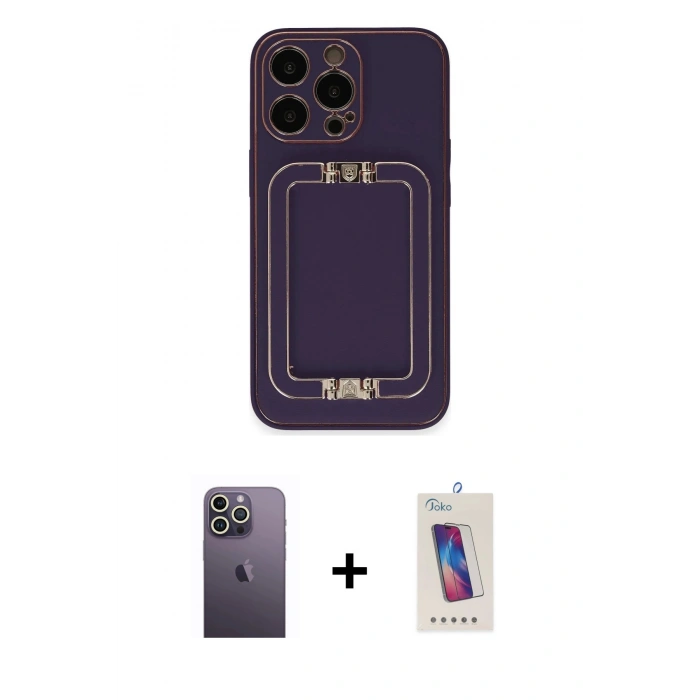 MARSİLYAN™- iPhone 13 Pro Max Kılıf Kozmos Minimal Prime - Siyah Joko 5D Cam + Neon Fosforlu Kamera Lens - BZ