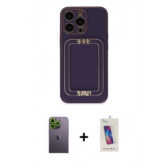 MARSİLYAN™- iPhone 13 Pro Max Kılıf Kozmos Minimal Prime - Siyah Joko 5D Cam + Neon Fosforlu Kamera Lens - YL