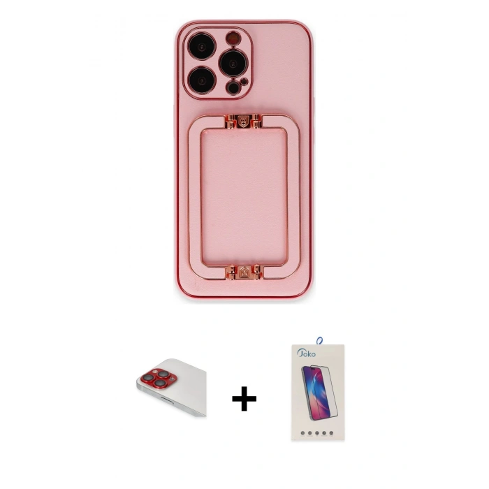 MARSİLYAN™- iPhone 13 Pro Max Kılıf Kozmos Minimal Prime - Siyah Joko 5D Cam + Pers Alüminyum Kamera Lens - KI