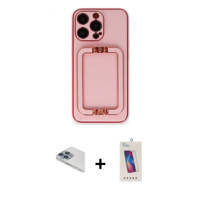 MARSİLYAN™- iPhone 13 Pro Max Kılıf Kozmos Minimal Prime - Siyah Joko 5D Cam + Pers Alüminyum Kamera Lens - SABE