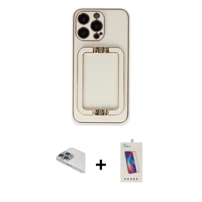 MARSİLYAN™- iPhone 13 Pro Max Kılıf Kozmos Minimal Prime - Siyah Joko 5D Cam + Pers Alüminyum Kamera Lens - SABE